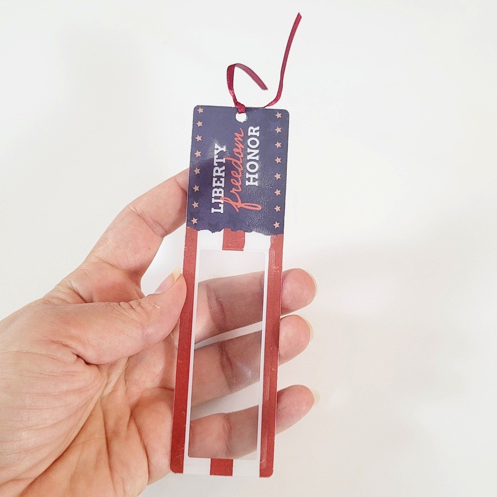Vintage Y2K Patriotic Magnifying Bookmark- ribbon tassel - Liberty Freedom Honor - Picture 7 of 12
